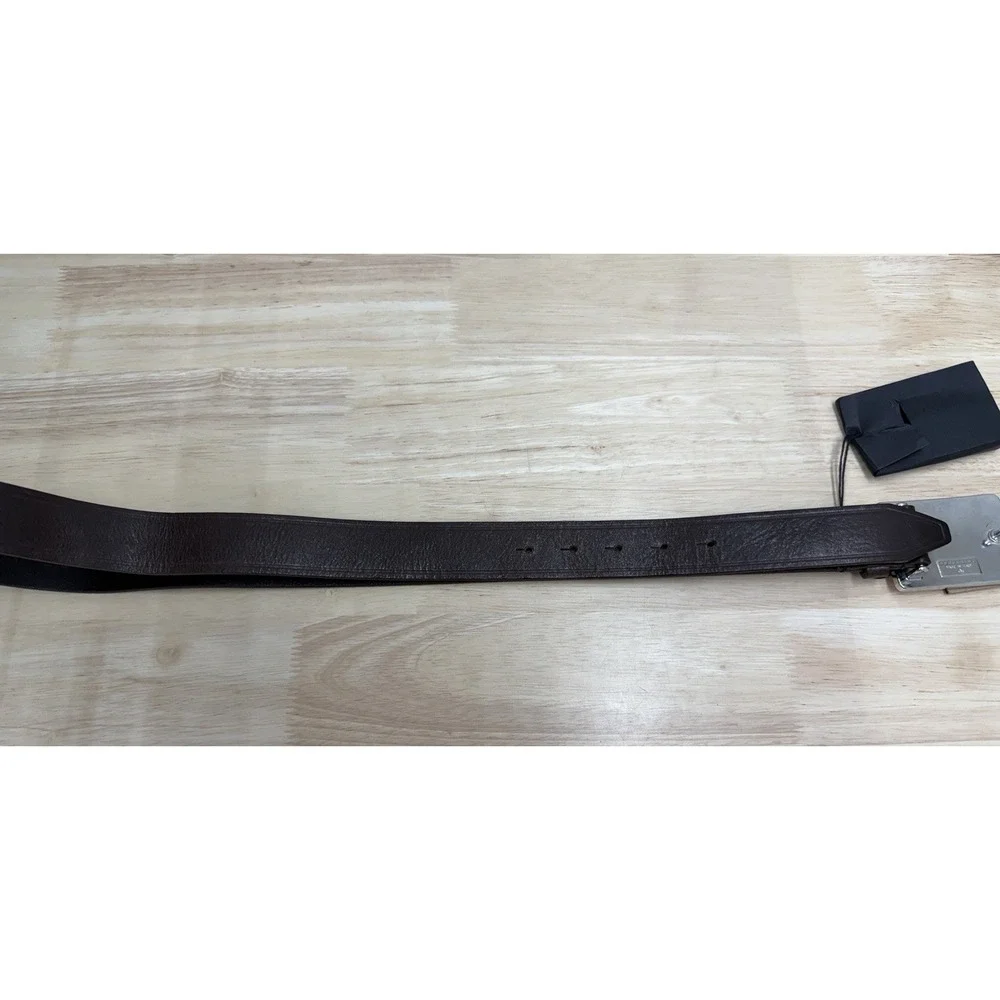 DSQUARED2 Men's Large Caten Brothers Brown Leather Belt with Logo Buckle - New